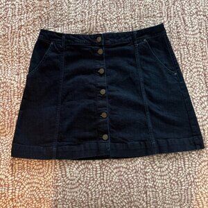 LC Lauren Conrad Dark Denim A-Line Button Skirt 16